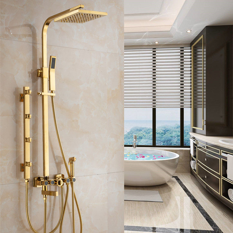 欧式沐浴花洒套装全铜金色家用恒温淋雨喷头卫生间冷热水淋浴器|msdalam kategori keluarga memasang ibu, kelengkapan peribadi, keran bilik mandi, Pancuran keran (set) - dari Buy2taobao.com untuk memberikan perkhidmatan ejen Taobao profesional membeli