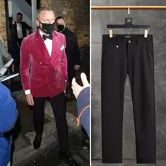 Men's Business Suit Pants, Silk-Like Drape, Wrinkle-Free, Stretchy, Tf Style, Straight-Leg, Slim-Fit, Thick Pants, Spring and Autumn Formal Dress Pants