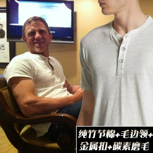 Бамбуковая хлопковая ретро футболка для спортзала, короткий рукав, в американском стиле