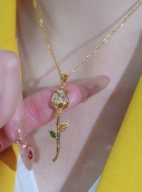 2026新款爆款小清新项链浪漫玫瑰花气质轻奢华丽配饰高级感百搭