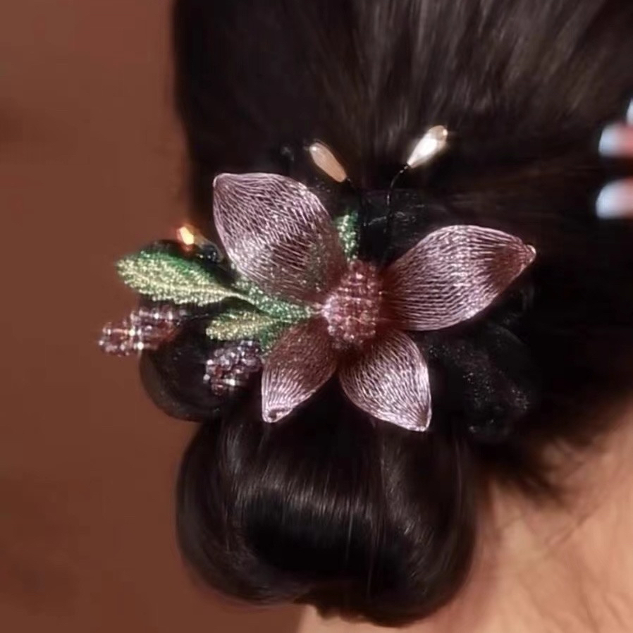 轻奢高端手工金属花朵发饰女