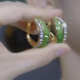 s925银针满钻绿水晶耳圈耳钉气质时尚 百搭耳环 百搭耳饰简约个性