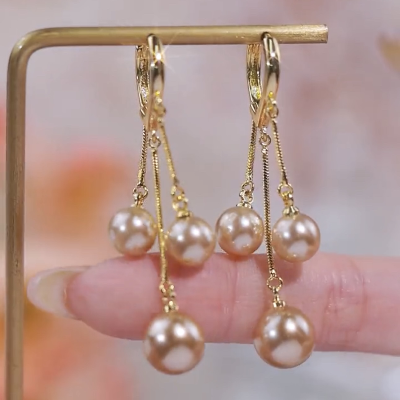 小众设计珍珠流苏长款耳环