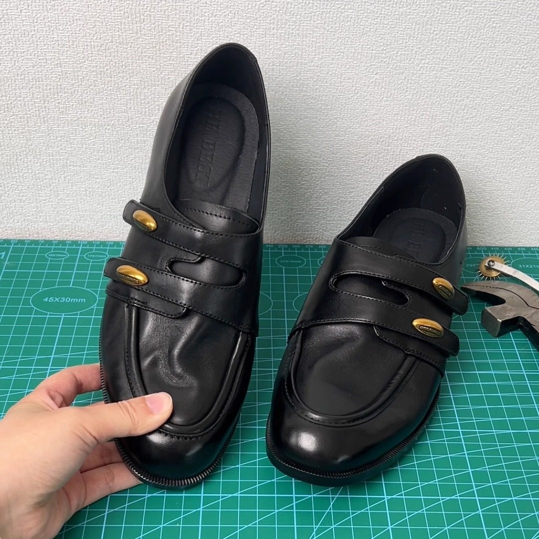 RubyL/3.3cm英伦风金属扣粗跟乐福鞋女牛皮圆头魔术贴小皮鞋单鞋,女鞋,乐福鞋（豆豆鞋）,淘宝优惠券,粉丝福利购,淘宝优惠卷