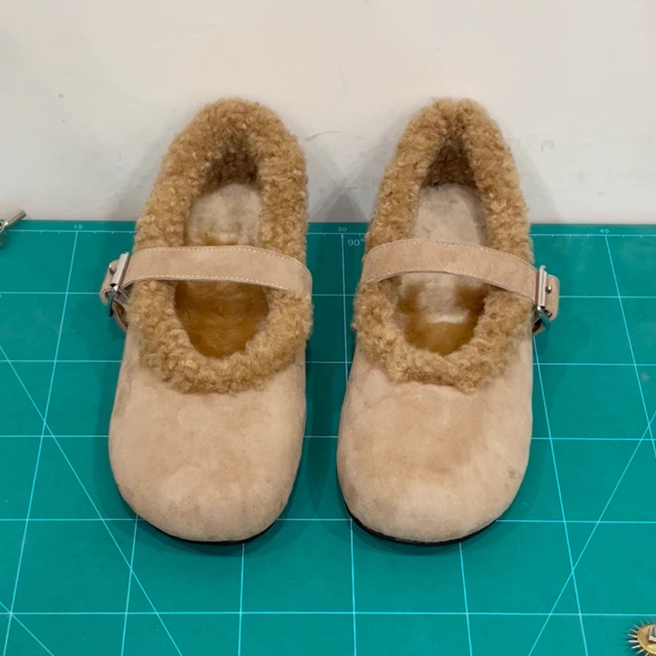 羊羔毛玛丽珍毛毛鞋软底奶奶鞋