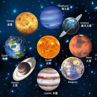 饰贴 太阳系夜光墙贴带背胶行星荧光贴画卧室客厅幼儿园教室科普装