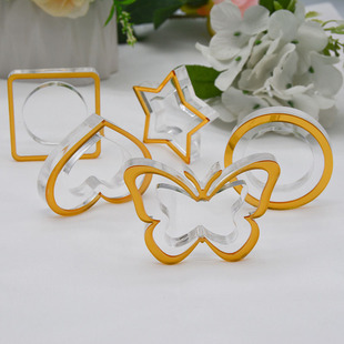 新款亚克力蝴蝶爱心餐巾环透明餐巾扣纸巾环餐布扣节日餐巾扣装饰