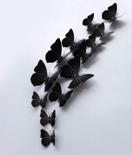 3d立体蝴蝶墙贴纯色配胶款12只