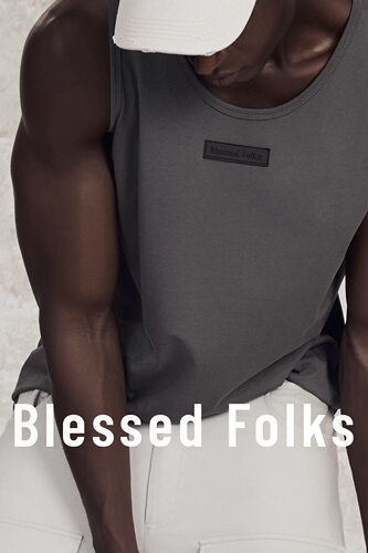 Blessed Folks夏季重磅纯棉胶标logo美式圆领休闲健身运动背心