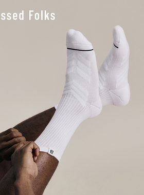 BlessedFolks极简个性弹力减震防磨球类运动休闲跑步男士中筒棉袜