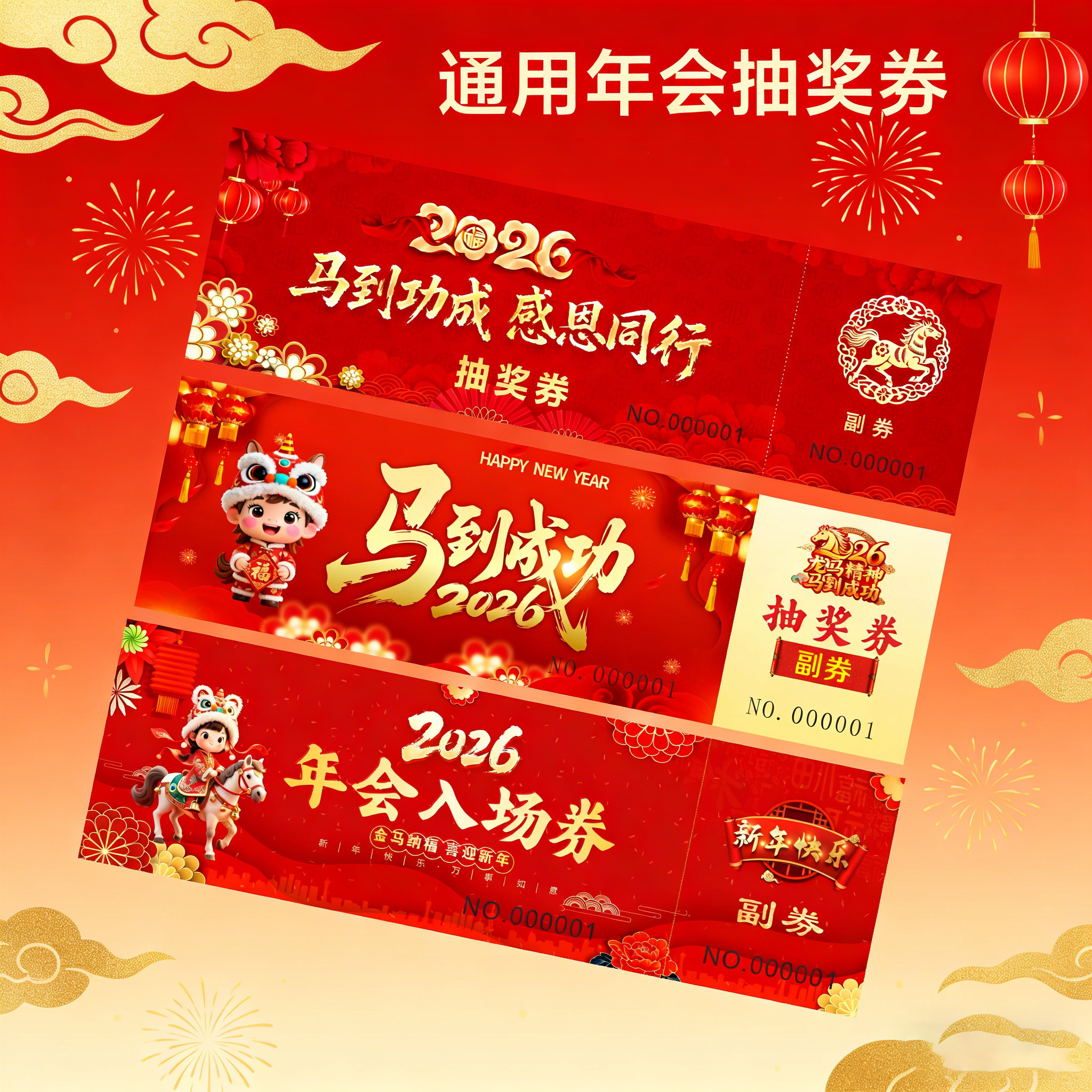 马年抽奖券2026年新年年会抽奖券