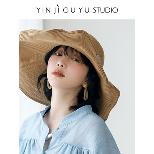 印計(jì)谷羽 太陽(yáng)帽 大檐防曬草帽女夏天百搭出游遮陽(yáng)帽海邊度假時(shí)尚