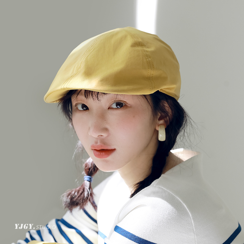 印计谷羽设计师原创日系文艺纯棉前进帽女春夏显脸小鸭舌画家帽子