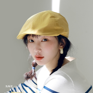 印计谷羽设计师原创日系文艺纯棉前进帽女春夏显脸小鸭舌画家帽子