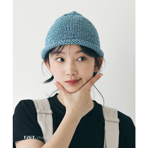 印计谷羽带子纱包头帽