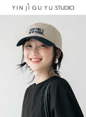 印计谷羽设计师自留美式复古棒球帽女夏逛街时尚百搭显脸小鸭舌帽
