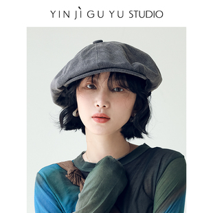 大版 显脸小云朵帽女文艺复古做旧画家鸭舌帽子 原创自留 印计谷羽