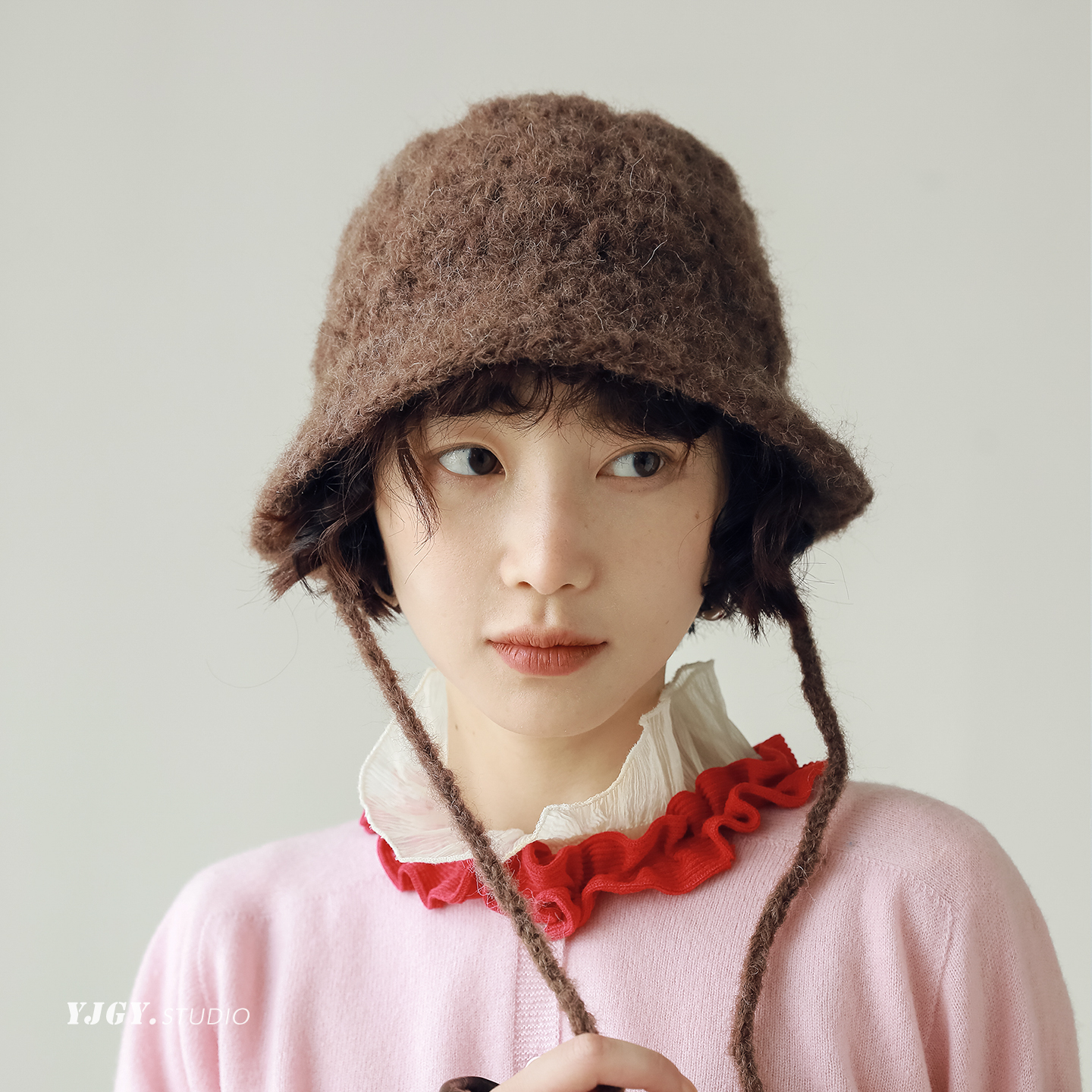 印计谷羽设计师原创羊驼毛钩针渔夫帽女秋冬显脸小保暖可爱盆帽子