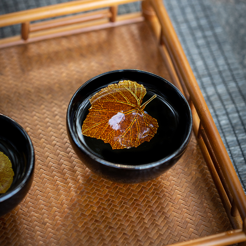 吉州窑木叶天目盏景德镇乌金黑釉茶具建盏茶杯陶瓷茶盏主人杯单杯