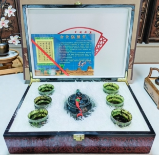 酒泉夜光杯甘肃特产天然玉静云轩夜光杯玉器店光壶中号竹节杯套装