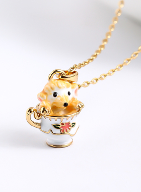 黄铜女生珐琅小动物项链