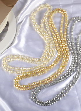 女施家珍珠渐变大小长款项链