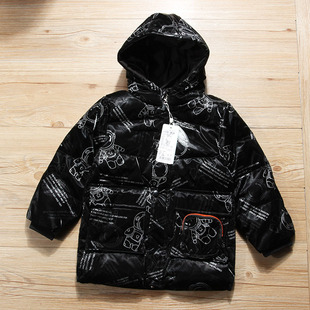 小童 童装羽绒服外套冬款男童满印90白鸭绒工厂尾货2-8岁男宝宝穿