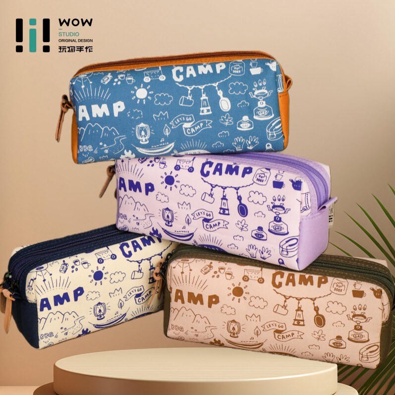 玩物文创笔袋ins简约风双层大容量学生文具盒高颜值新款小众设计