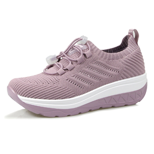 女跑步鞋 凡得2026年夏季 韩版 单网透气休闲运动女鞋 增高5CM摇摇鞋