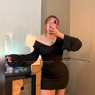 砚池浮光 纯欲性感轻熟风简约褶皱设计显瘦百搭包臀连衣裙G342