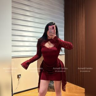 微醺 新中式温柔纯欲温柔气质蕾丝挡片设计显瘦连衣裙女G478/G481