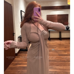 温柔诗语 法式优雅知性温柔浪漫复古设计显瘦开衫连衣裙G337/G338