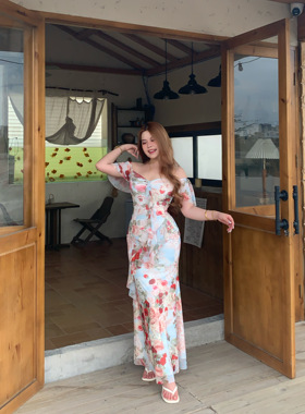 晨露玫瑰 夏季碎花气质温柔甜美优雅遮肉显瘦设计包臀连衣裙G181