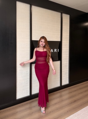 绯色玫瑰 纯欲性感复古设计师款高弹云感纱遮肉显瘦连衣裙G186