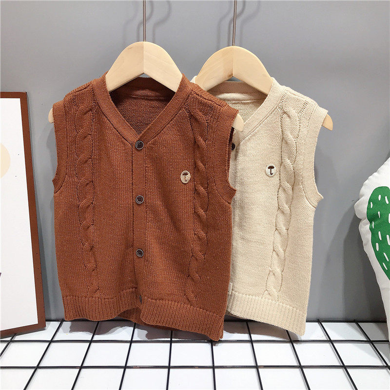 原d阿路小雨伞童装秋冬款男宝宝双色针织马甲棉线坎肩背心百搭帅
