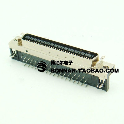 邦纳尔 SCSI-68PIN 公头弯脚接插件 HPCN槽式68针 90度PCB焊板座