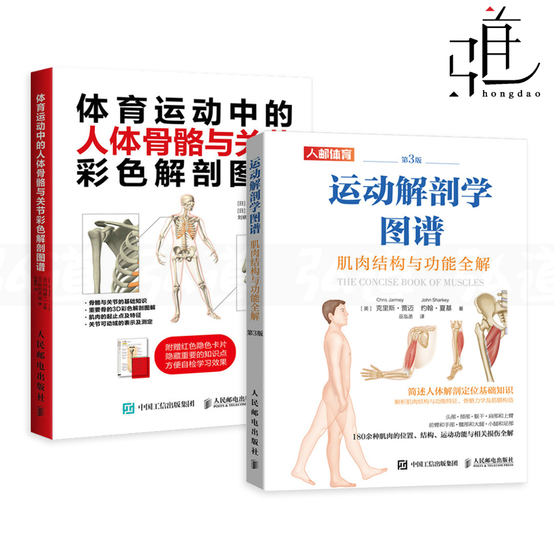 2册体育运动中的人体骨骼与关节彩色解剖图谱+运动解剖学图谱-肌肉结构与功能全解第3版运动损伤解剖学康复训练预防治疗修复-封面