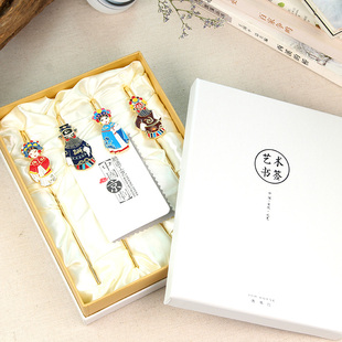 送老外纪念品 唐马仕京剧脸谱书签 戏曲艺术 传统文化创意产品 老人长辈生日礼物 中国风特色景泰蓝掐丝点蓝金属书签
