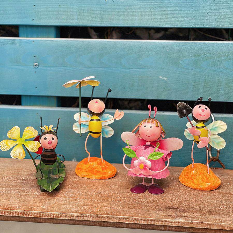 铁艺树叶蚂蚁蜜蜂石头蚂蚁铁艺迷你小摆件花园庭院家居花盆装饰品