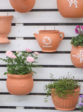 笨笨园艺 红陶壁挂盆 欧式田园风透气性花盆