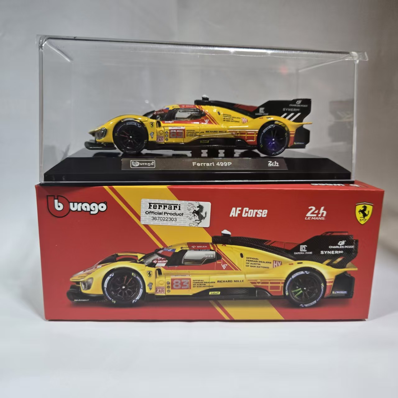 可动1/43比美高法拉利499P勒芒叶一飞冠军赛车合金仿真汽车模型车