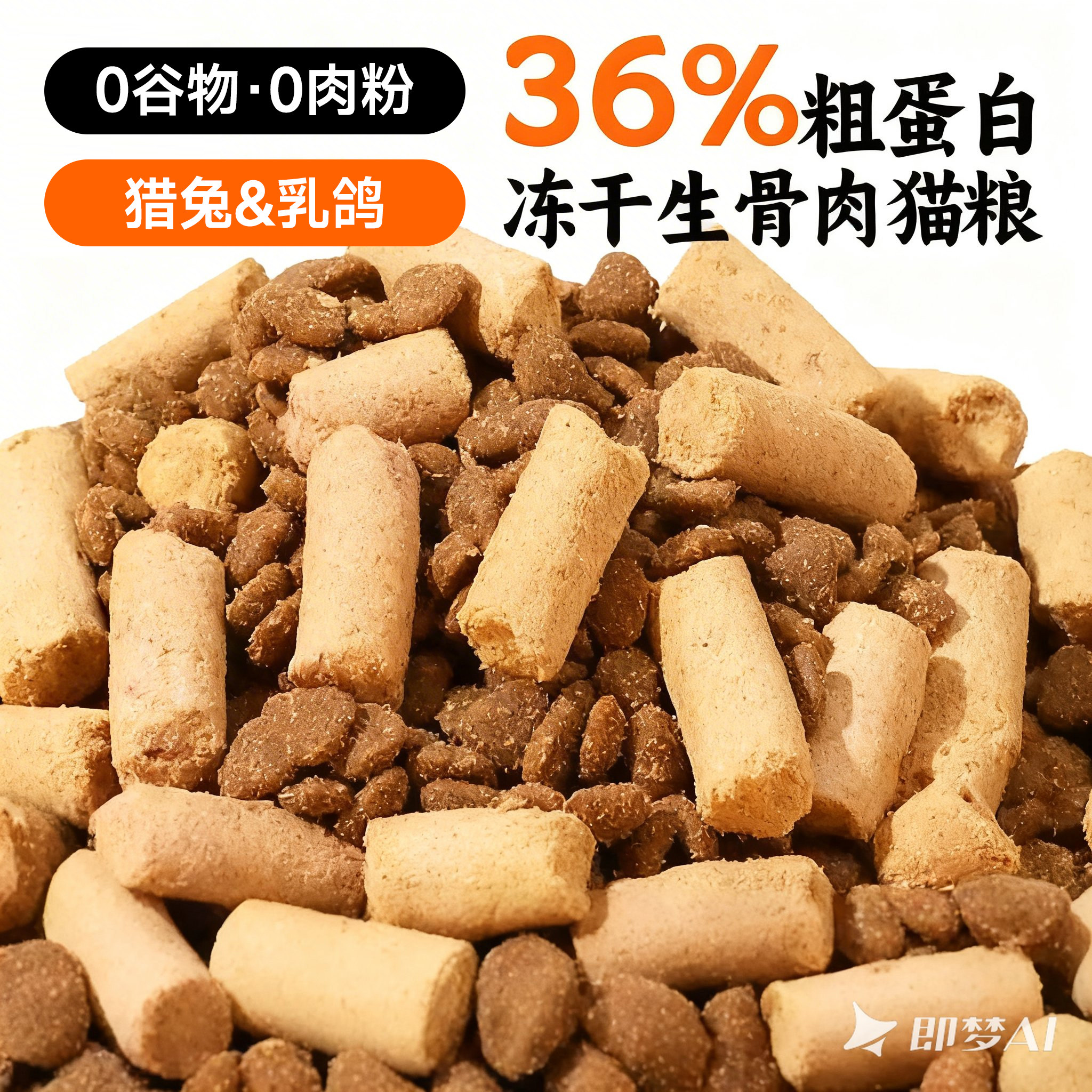 无谷猫粮冻干生骨肉 猎兔乳鸽成幼猫鲜肉主粮 成幼猫通用1.5kg3斤