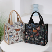 复古时尚 小方包油画风上班便携手提收纳袋外出手拎妈咪包通勤布包