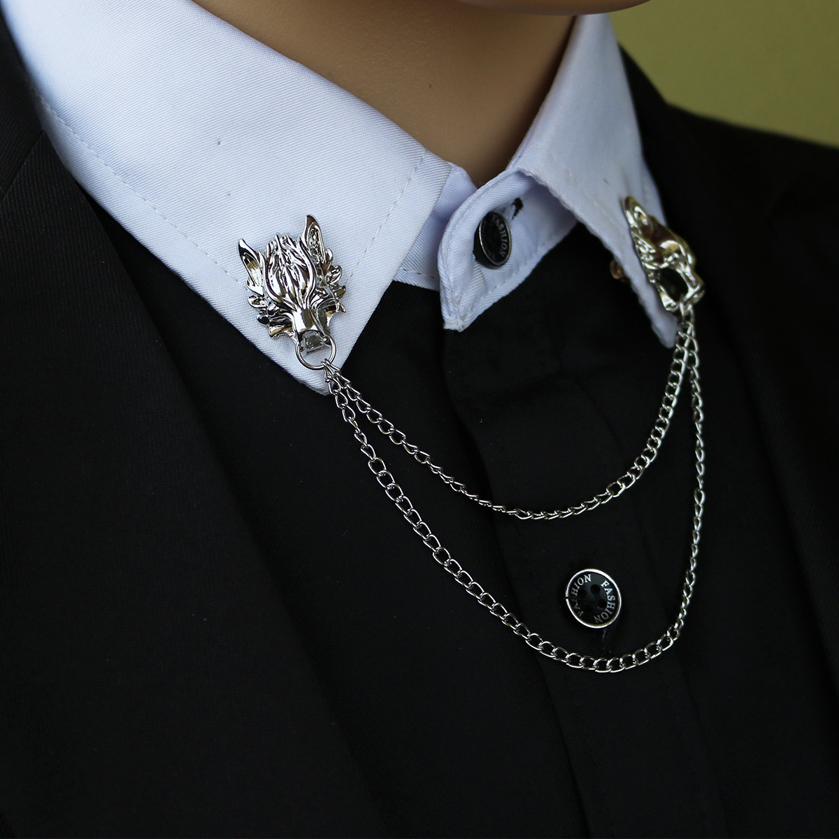 个性潮男狼头流苏西装胸针衬衫领针发型师夜店结婚配饰礼品 包邮