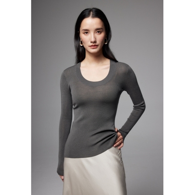 可机洗亲肤羊毛U领针织打底衫