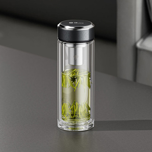 万象玻璃杯双层防烫水杯男士大容量办公室专用泡茶杯新款透明杯子