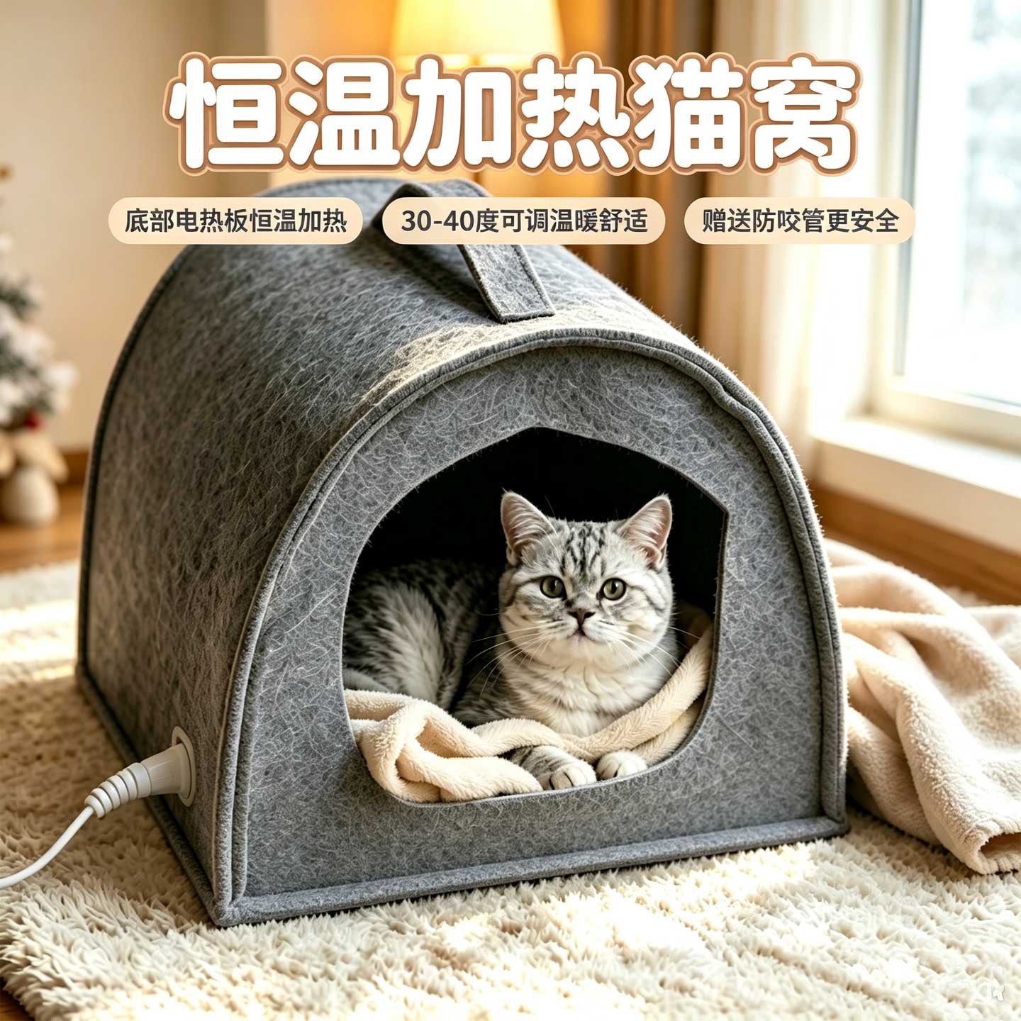封闭保暖猫窝恒温舒适安全半封闭