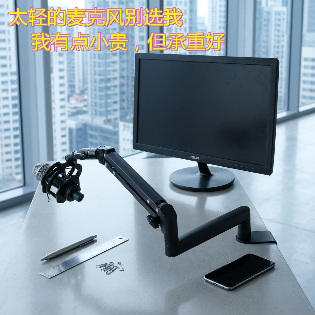 强承重麦克风话筒支架桌面MIC防震架悬停金属悬臂直播折叠架子