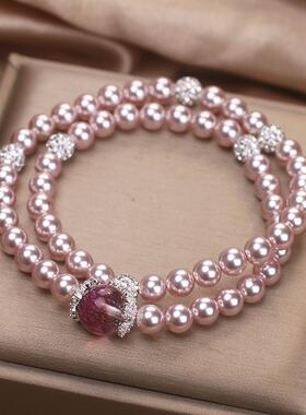 轻奢钻珠气质多层叠戴珍珠手链女