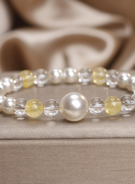 法式施家珍珠水晶手链女款高颜值